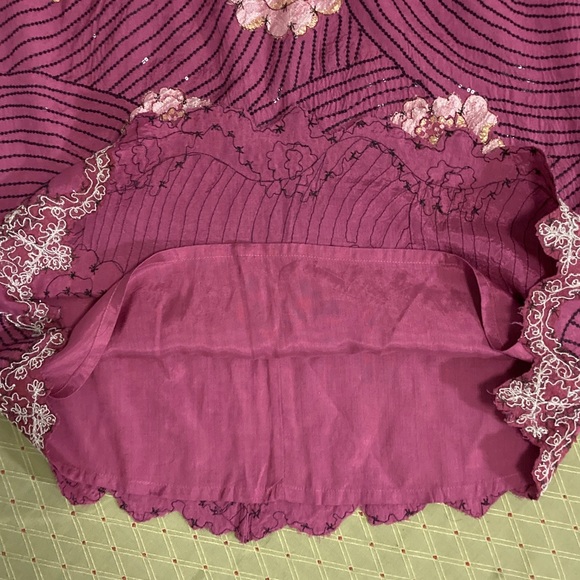 Y2K Anthropologie Embroidered Sequin Lace Viscose Skirt - Picture 5 of 6